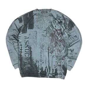 Y2K Vintage Trash Nouveau All Over Print Gothic Sweatshirt - M